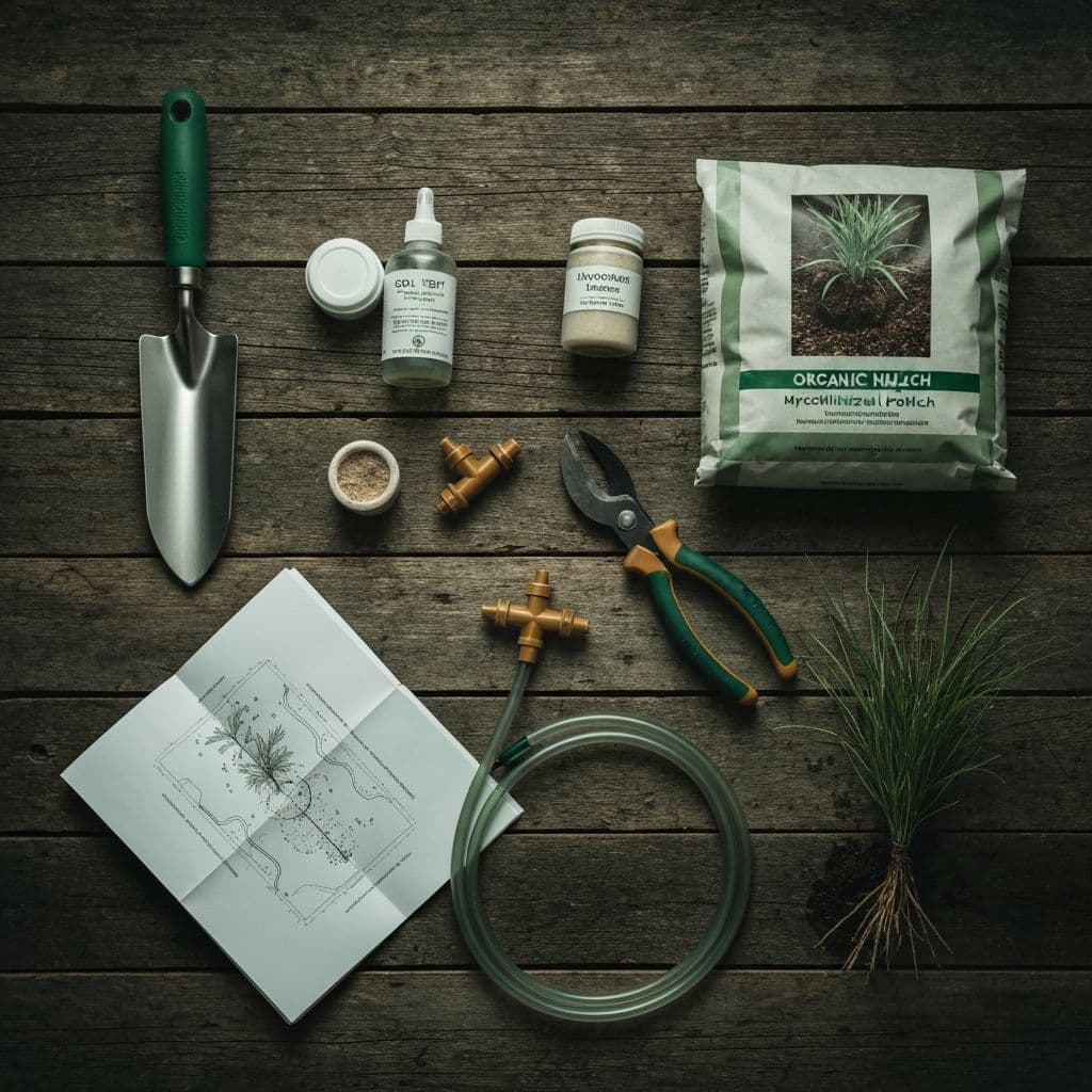 Professional landscape installation tools and materials