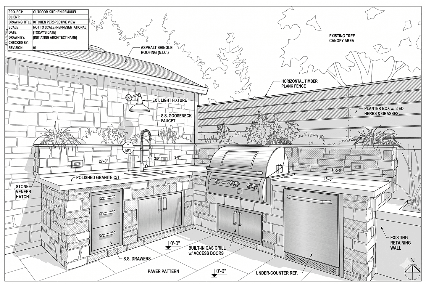 Architectural draft of landscape design